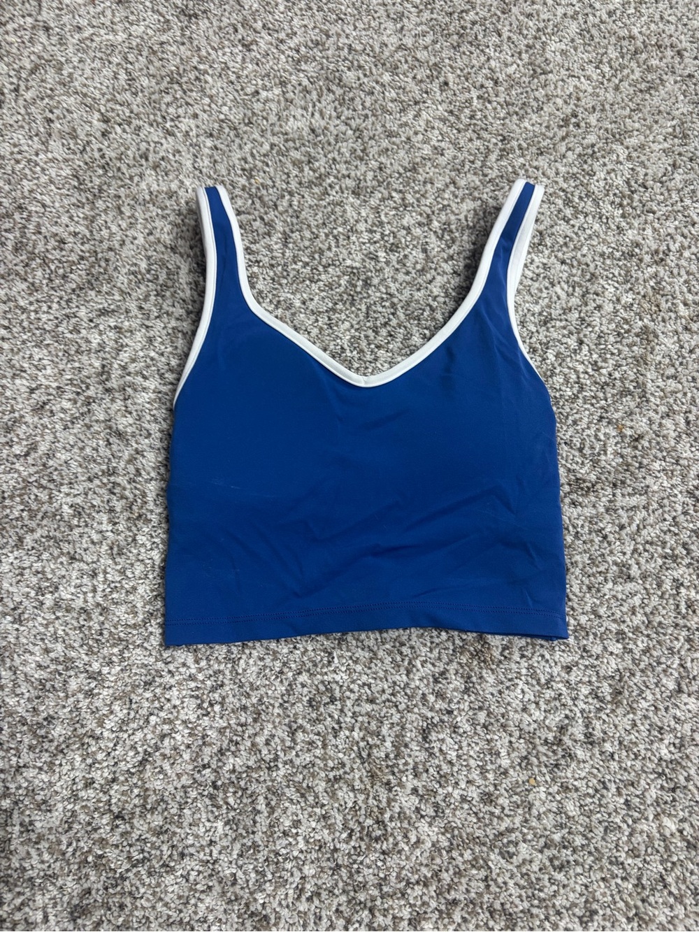 aerie Blue Crop Tank with White Trim